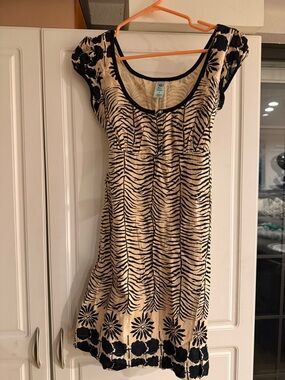 Beige and Black Zebra Print Scoop Dress